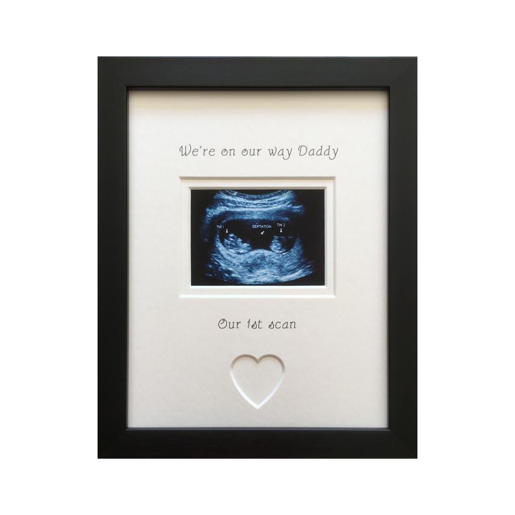 On Way Daddy Twin Triplet 1st Scan Photo Frame 9 x 7 Black - Azana Photo Frames