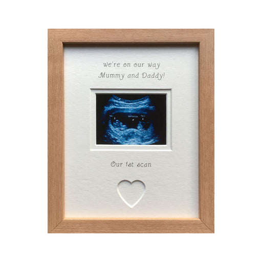 We're on our Way Mummy and Daddy First Scan Photo Frame Beech 9 x 7