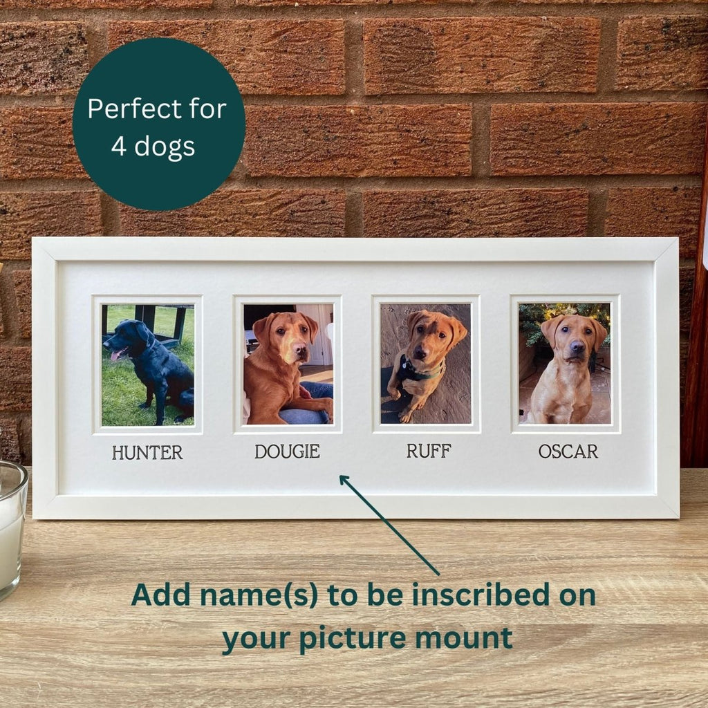 Personalised 4 Pictures Pet Dog Frame, White - Azana Photo Frames
