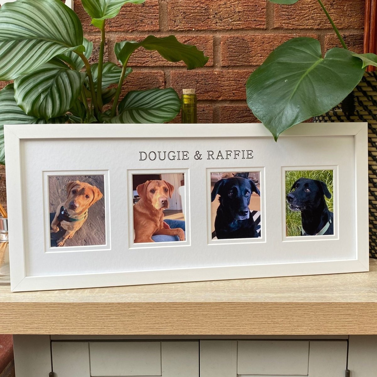 Personalised 4 Pictures Pet Dog Frame, White - Azana Photo Frames