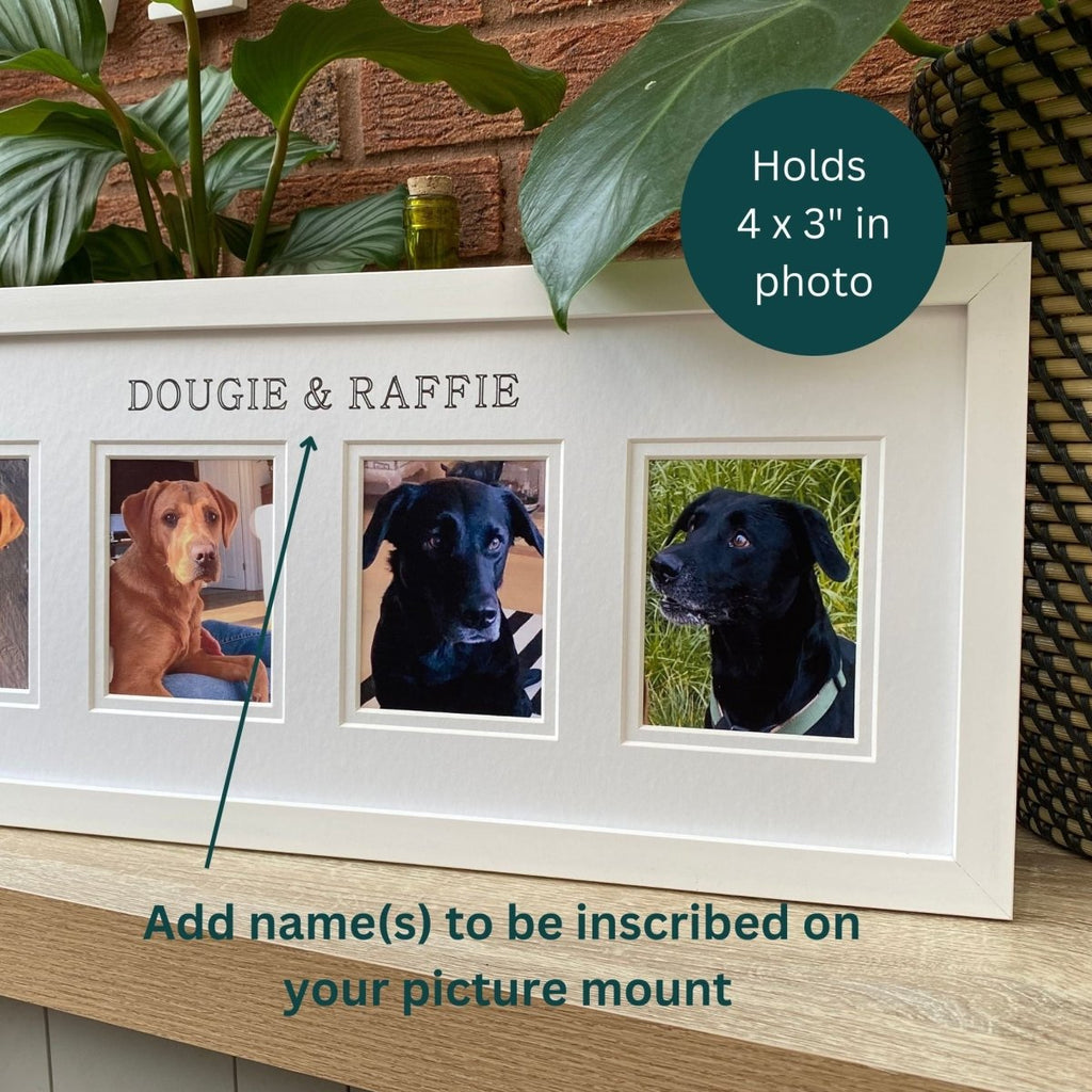 Personalised 4 Pictures Pet Dog Frame, White - Azana Photo Frames