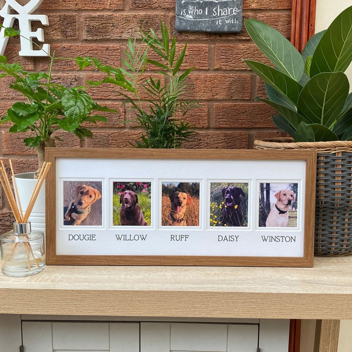 Personalised 5 Multipictures Dog Frame, Dark Brown - Azana Photo Frames