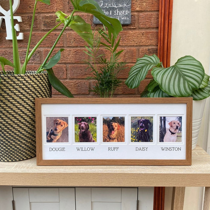 Personalised 5 Multipictures Dog Frame, Dark Brown