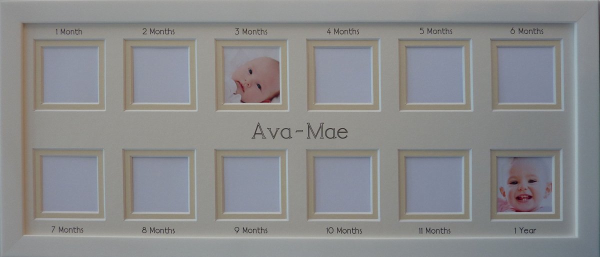 First Picture Frame White 12‑Aperture Picture Frame, Baby’s First Year - Azana – Azana ...