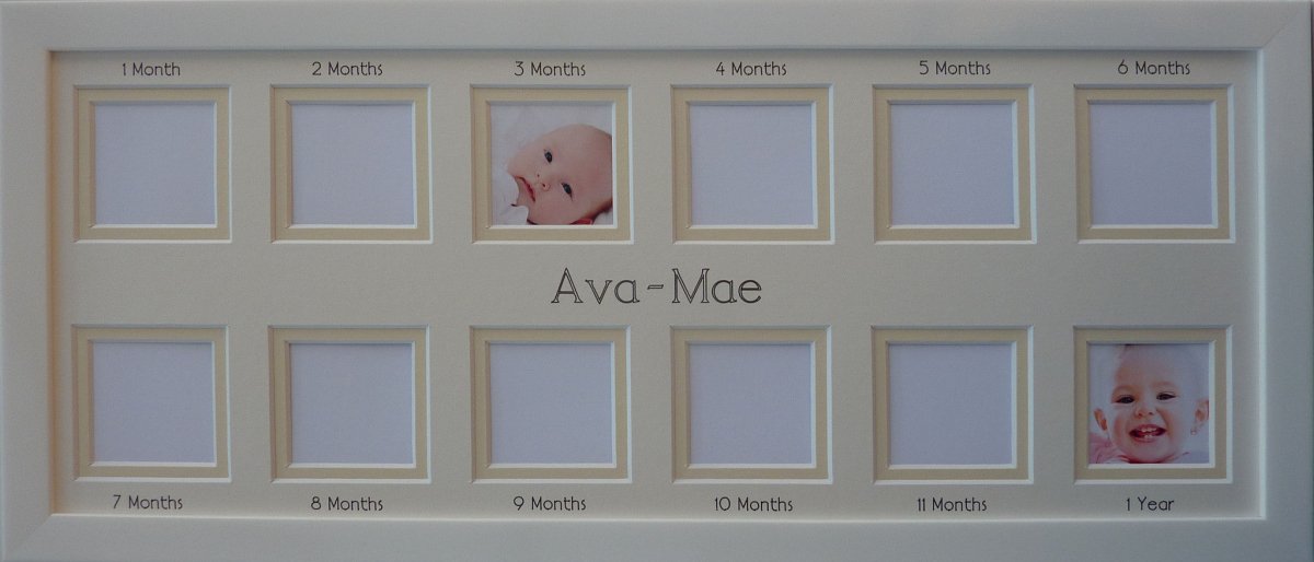 Personalised Baby First Year Collage Picture Frame - Photo size 2 x 2 - Azana Photo Frames