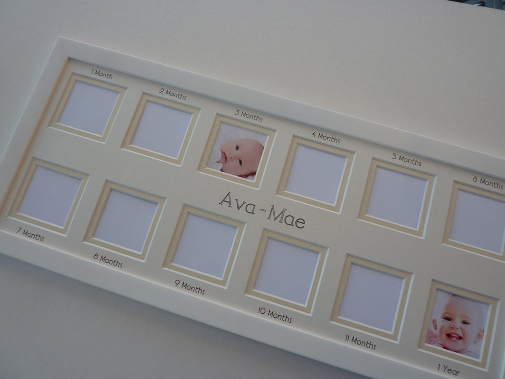 Personalised Baby First Year Collage Picture Frame - Photo size 2 x 2 - Azana Photo Frames