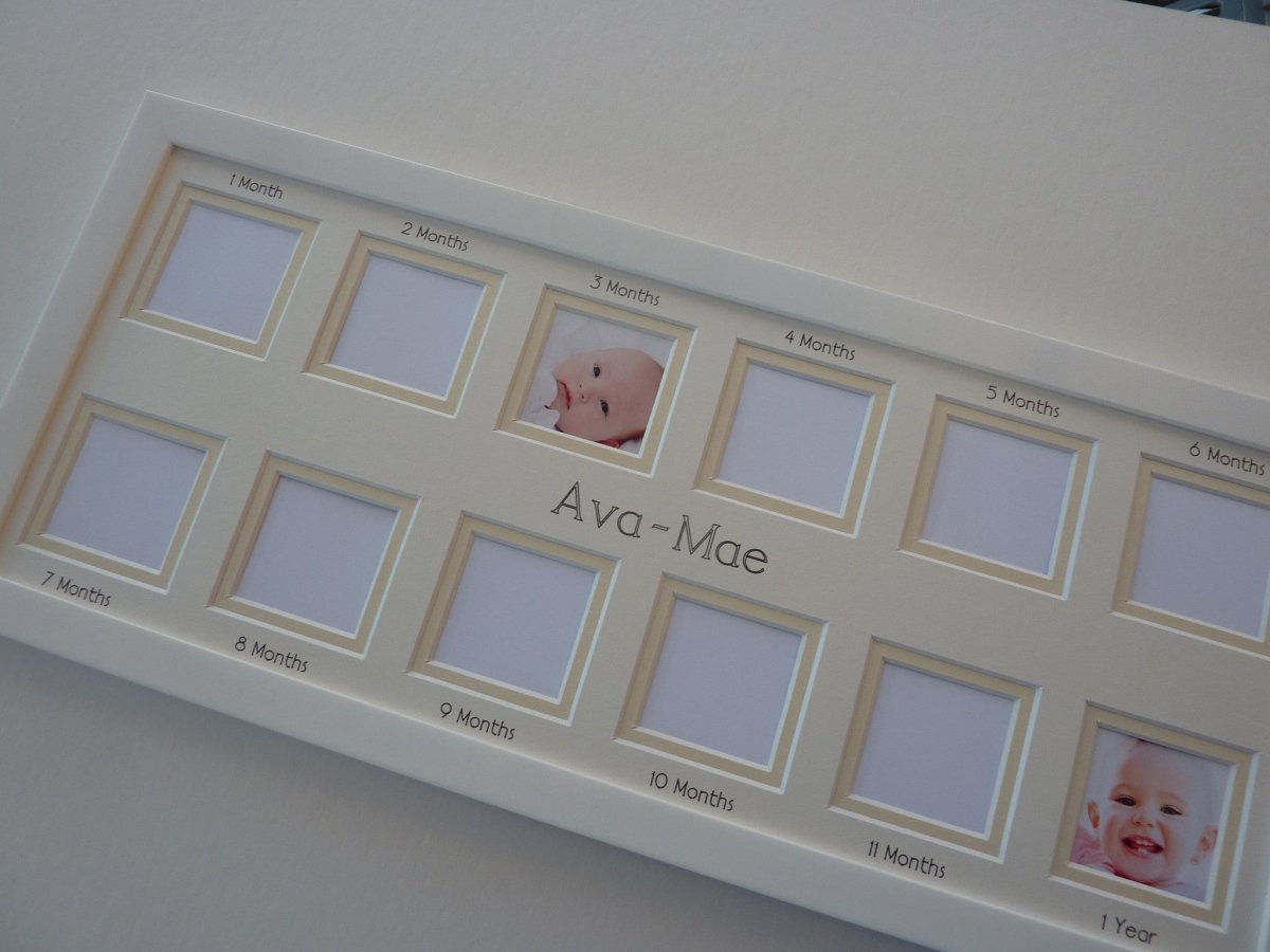 Personalised Baby First Year Collage Picture Frame - Photo size 2 x 2 - Azana Photo Frames