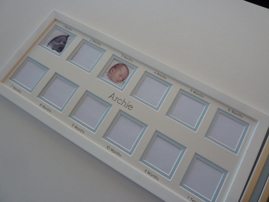 Personalised Baby First Year Collage Picture Frame - Photo size 2 x 2 - Azana Photo Frames