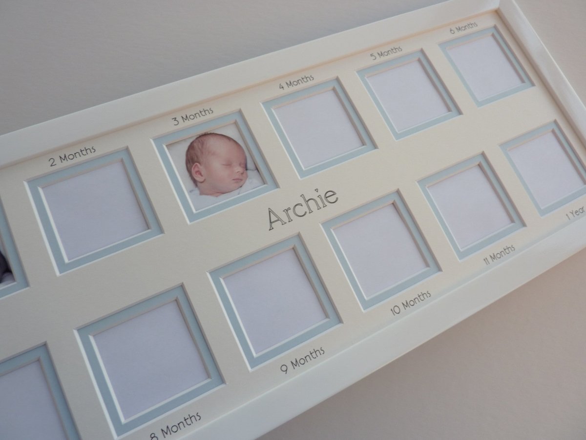 Personalised Baby First Year Collage Picture Frame - Photo size 2 x 2 - Azana Photo Frames