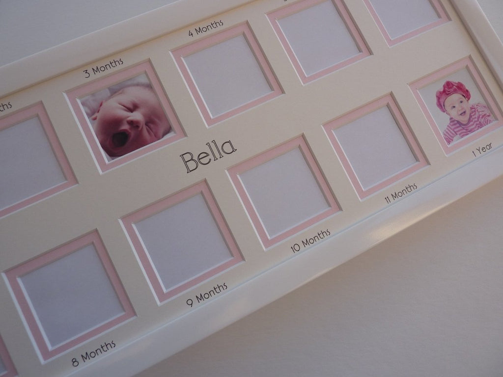 Personalised Baby First Year Collage Picture Frame - Photo size 2 x 2 - Azana Photo Frames