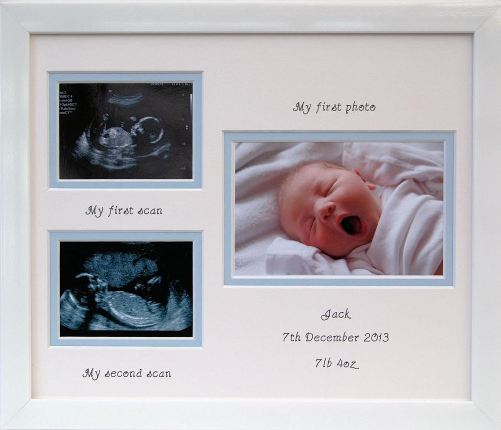 Personalised Boy Double Scan Picture Frame, White - Azana Photo Frames