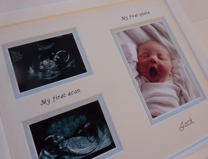 Personalised Boy Double Scan Picture Frame, White - Azana Photo Frames