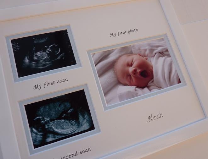 Personalised Boy Double Scan Picture Frame, White - Azana Photo Frames
