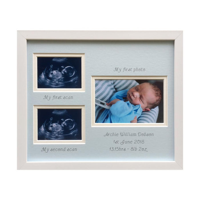 Customised baby boy double scan photo frame