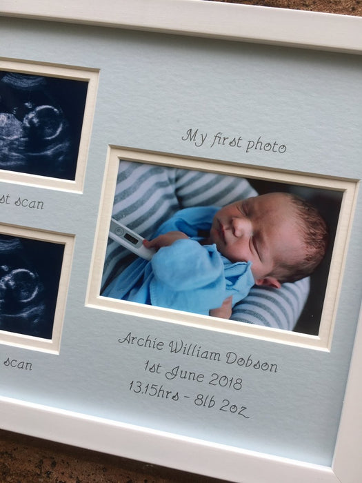 Personalised Double Scan Photo Frame, Landscape - Boy