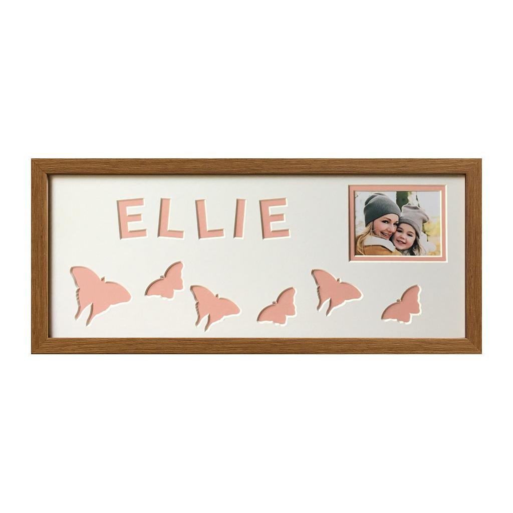 Butterfly Photo Oak Frame - Pink