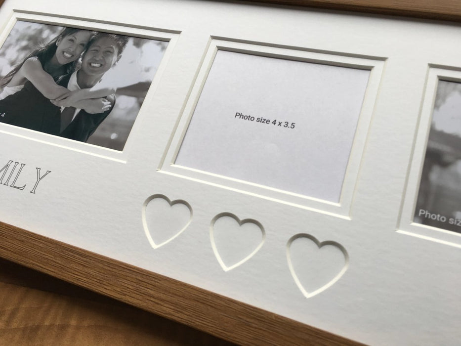 Personalised Heart Photo Frame 20 x 8 Oak