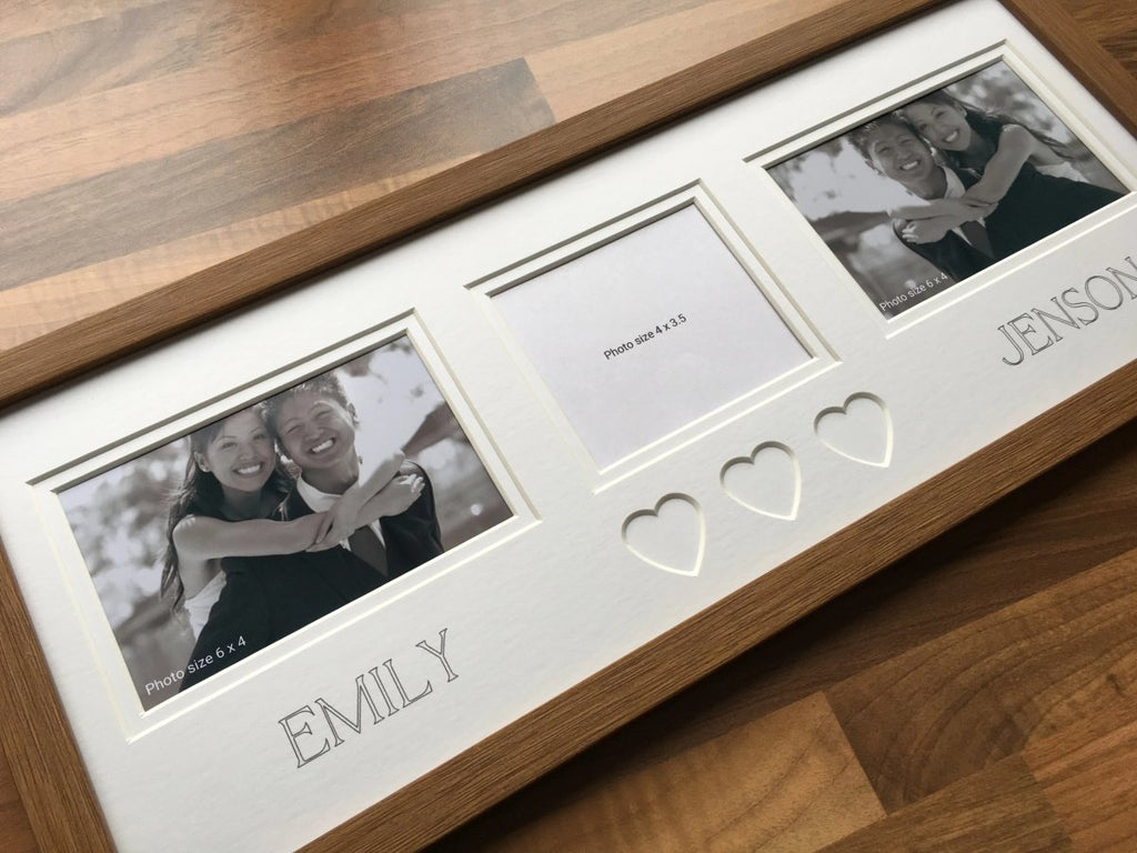 Couples Heart Photo Frame Oak