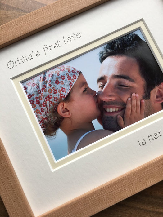 Personalised First Love is her Daddy Photo Frame 9 x 7 Beech - Azana Photo Frames