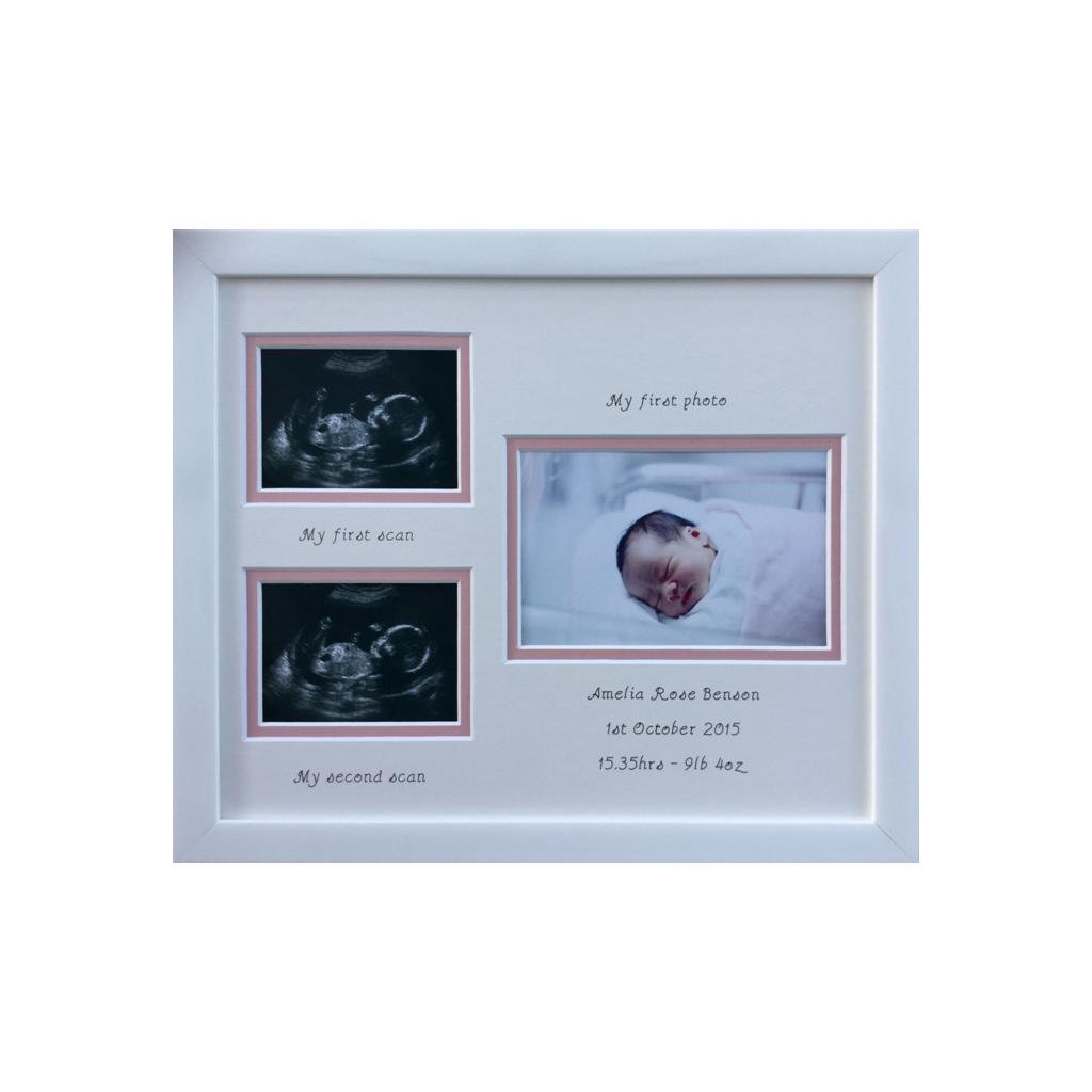 Personalised Girl 1st and 2nd Scan Double Picture Frame Landscape