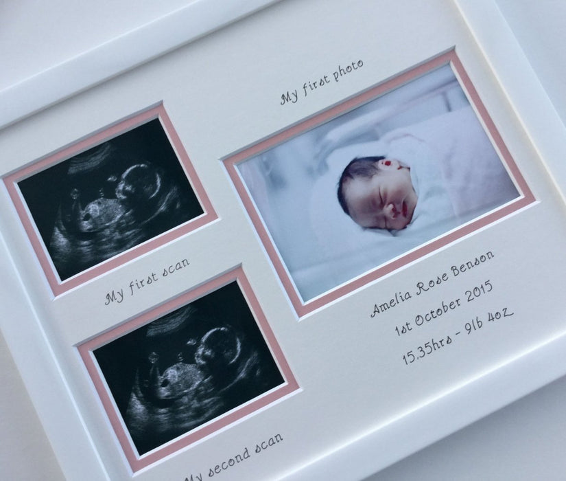 Personalised Girl 1st and 2nd Scan Double Picture Frame Landscape