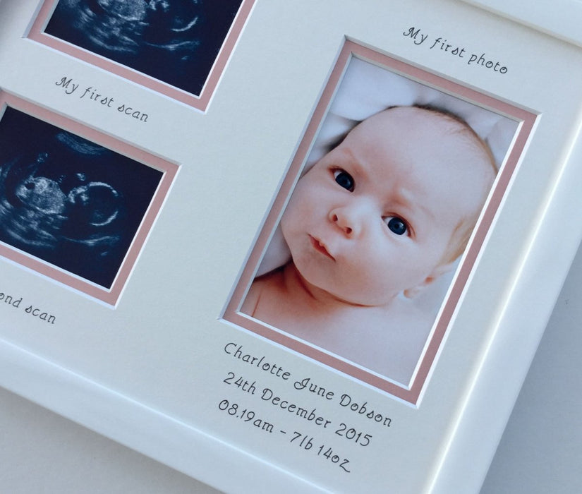 Personalised Girl 1st and 2nd Scan Double Picture Frame Portrait