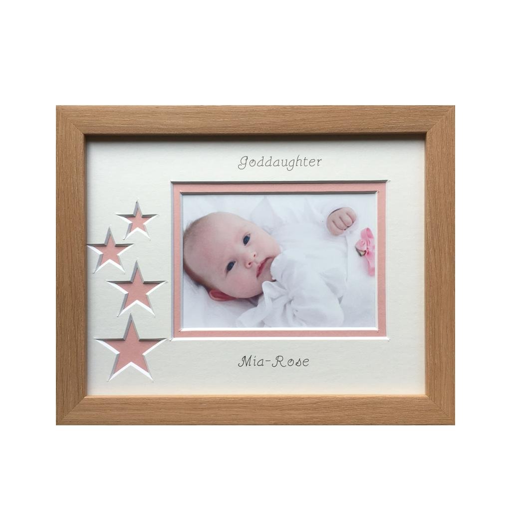 Goddaughter Landscape Pink Stars Beech Photo Frame