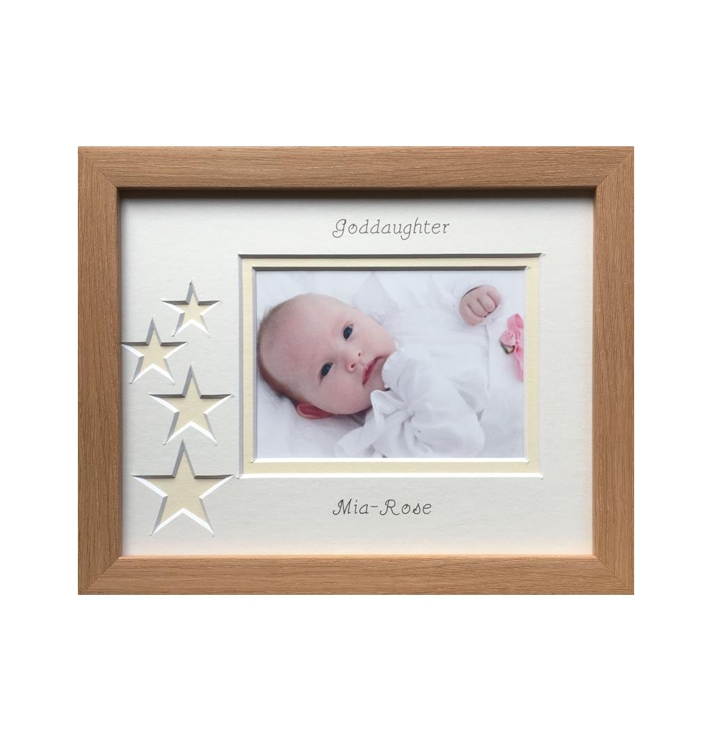 Goddaughter Landscape Cream Stars Beech Photo Frame