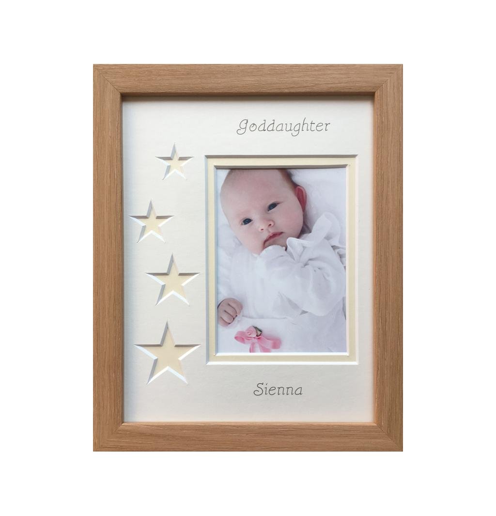 Goddaughter Portrait Cream Stars Beech Photo Frame