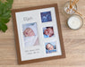 Double white matted multipicture collage frame with custom personalisation the baby's name and birth details.