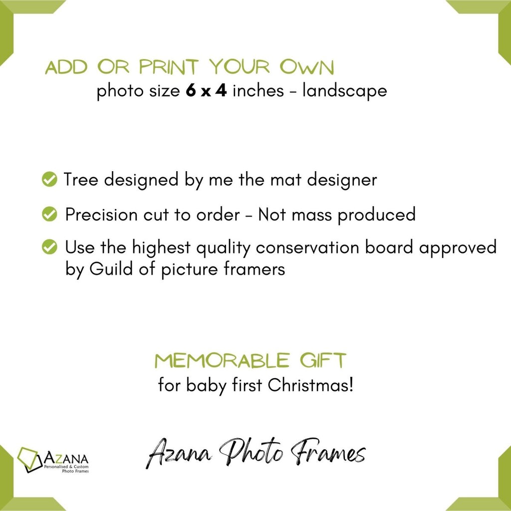 Personalised My First Christmas Photo Frame Christmas Tree 9 x 7 Black