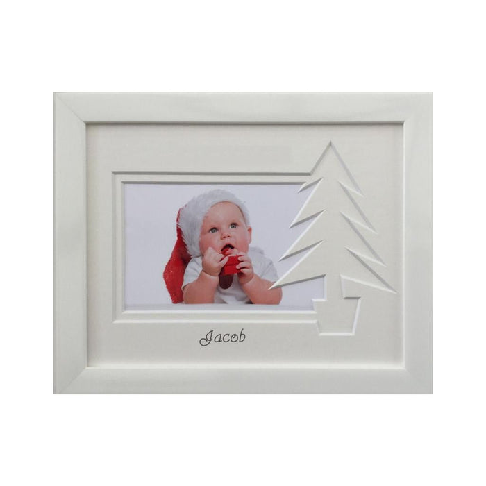 Personalised My First Christmas Photo Frame Christmas Tree 9 x 7 White