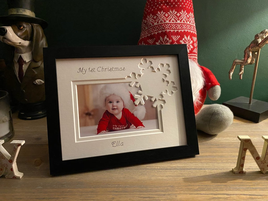 First Christmas Snowflake Black Frame