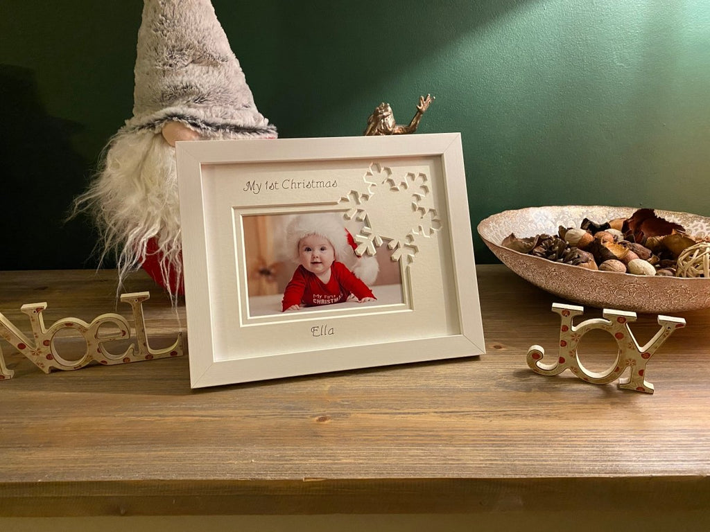 White First Christmas Snowflake Frame