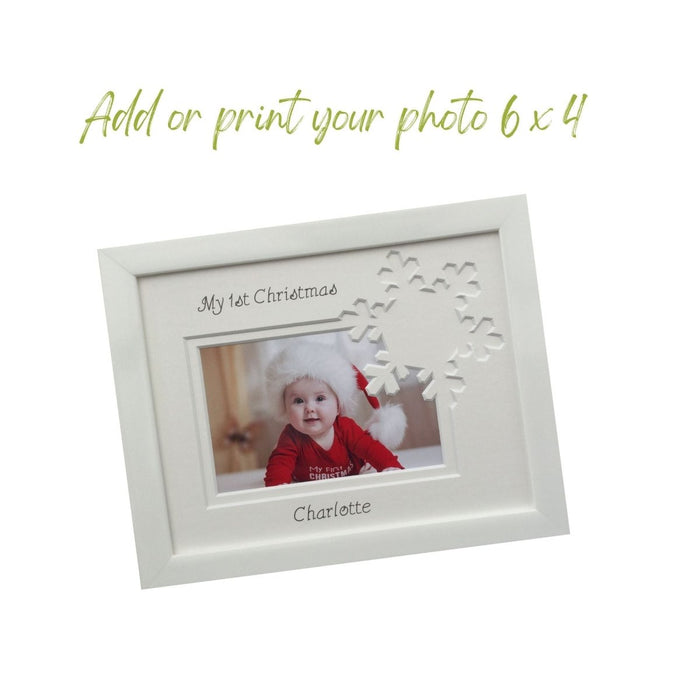 Personalised My First Christmas Photo Frame Snowflake 9 x 7 White