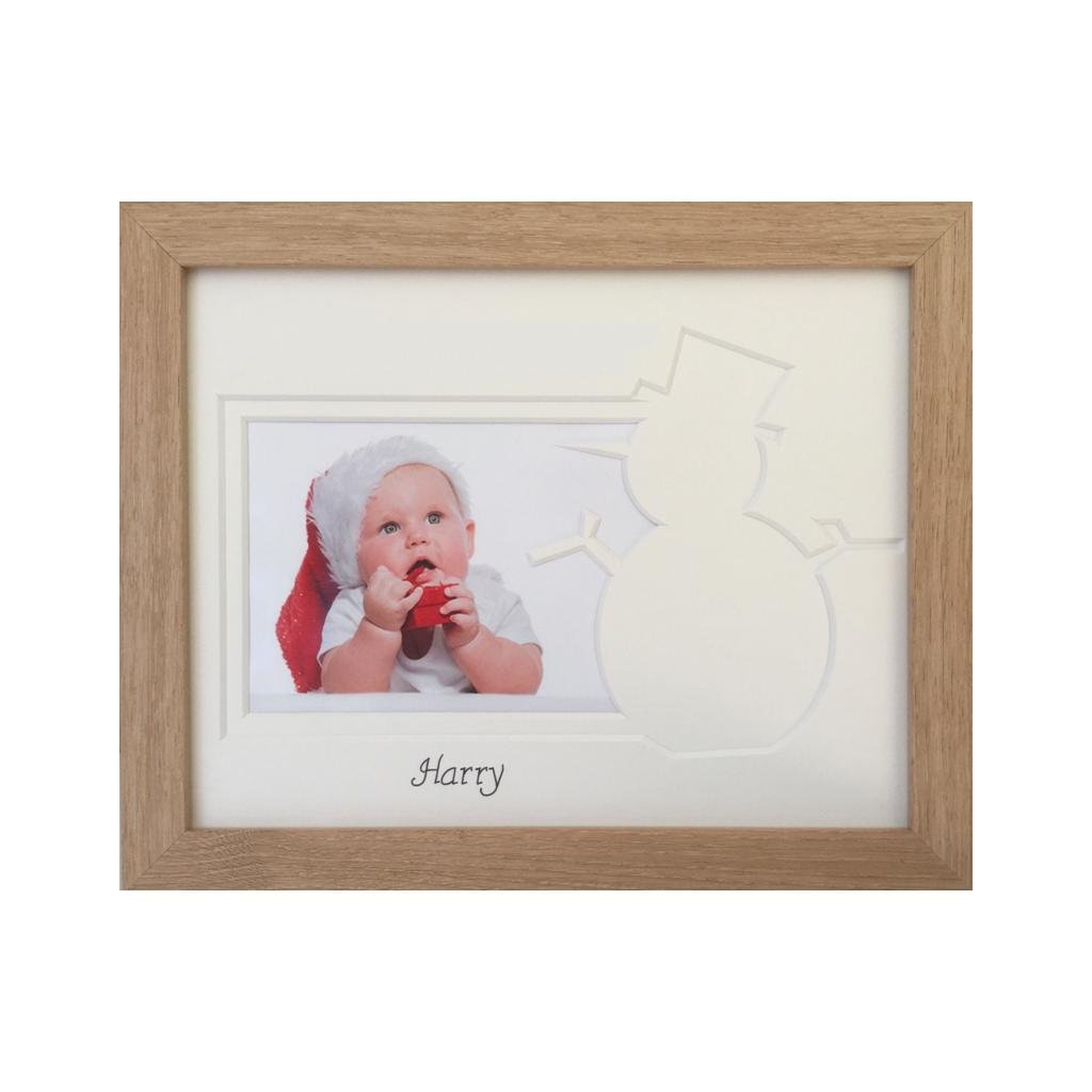 Christmas Snowman Beech Frame - Name only