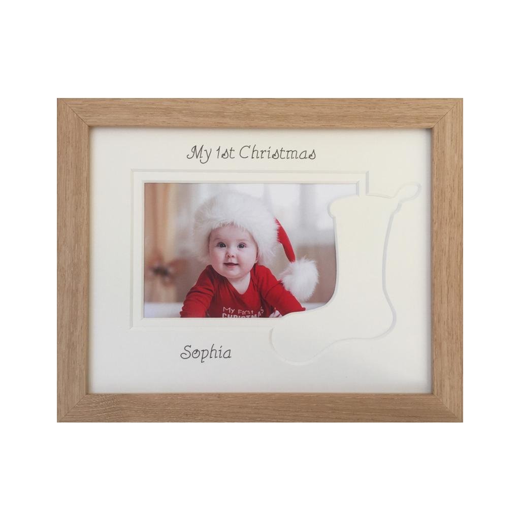 Christmas Photo Frame, Beech - Stocking