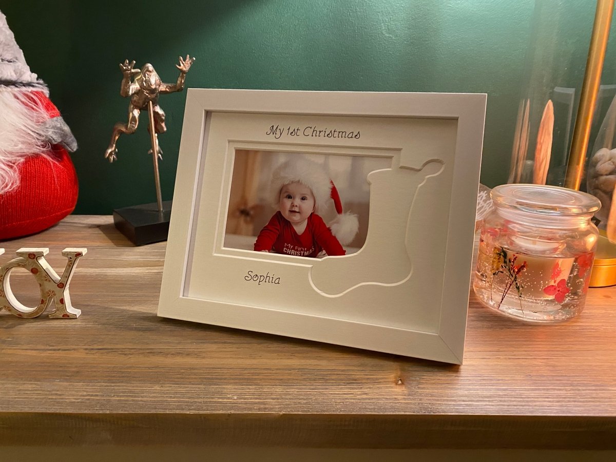 First Christmas stocking photo frame 