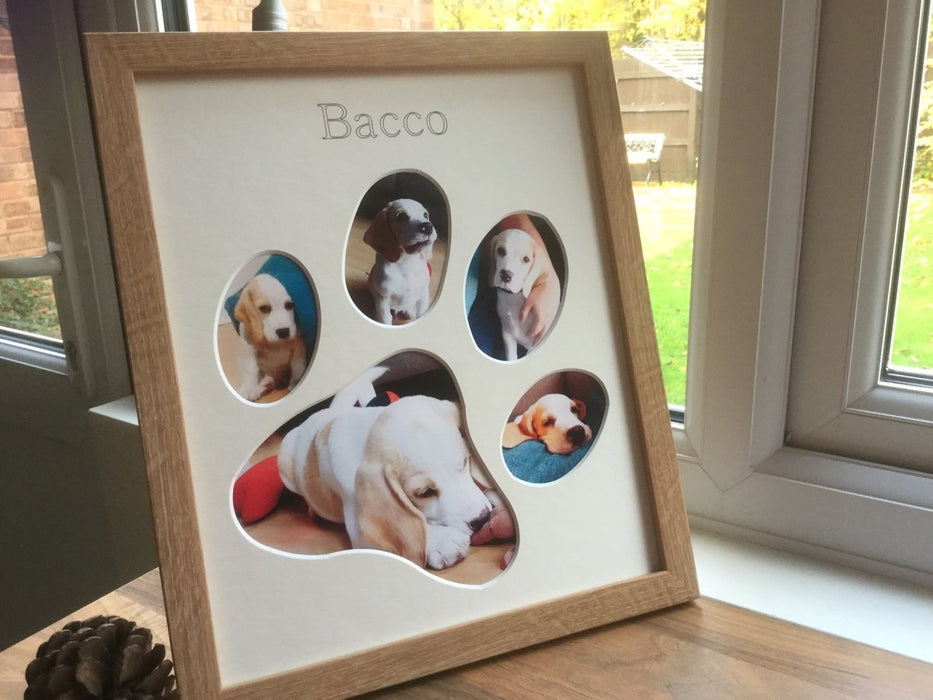 Personalised New Puppy Paw Photo Frame Beech