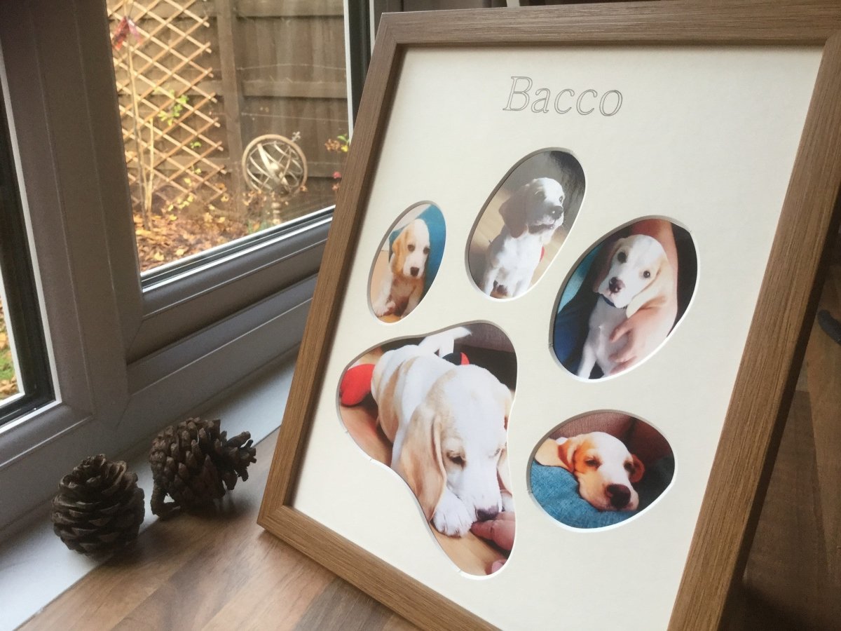 Personalised New Puppy Paw Photo Frame Oak