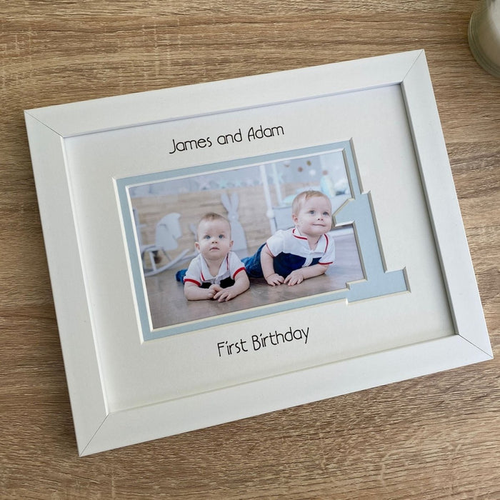 Twin or Triplet Boys First Birthday Picture Frame