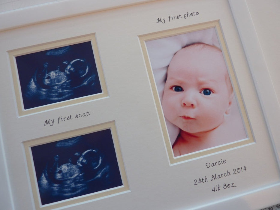 Personalised Unisex Double Baby Scan Picture Frame, White - Azana Photo Frames
