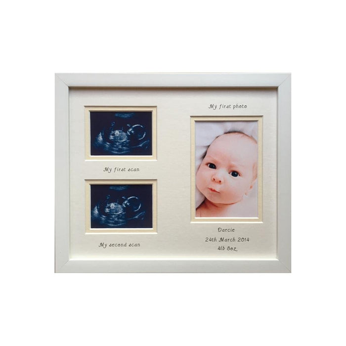 Personalised Unisex Double Baby Scan Picture Frame, White - Azana Photo Frames