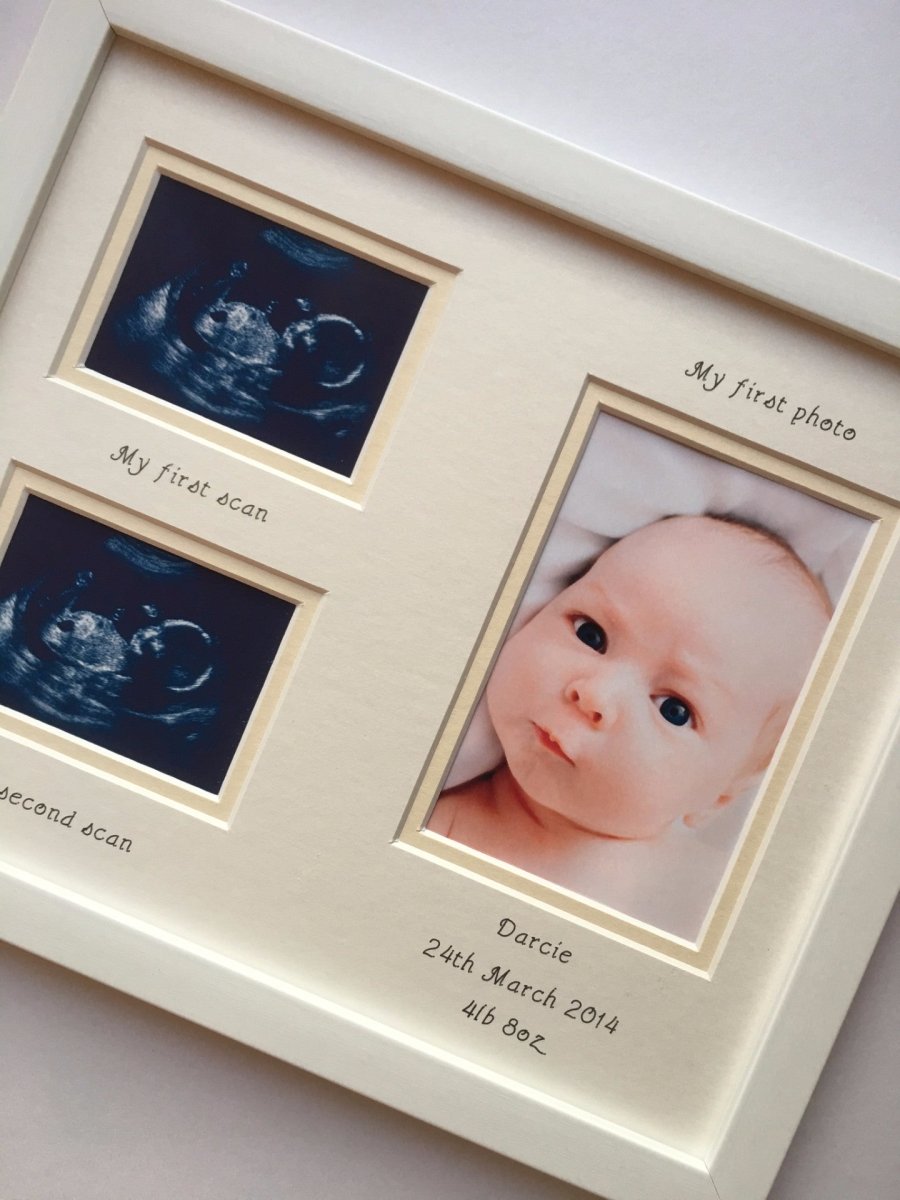 Personalised Unisex Double Baby Scan Picture Frame, White - Azana Photo Frames