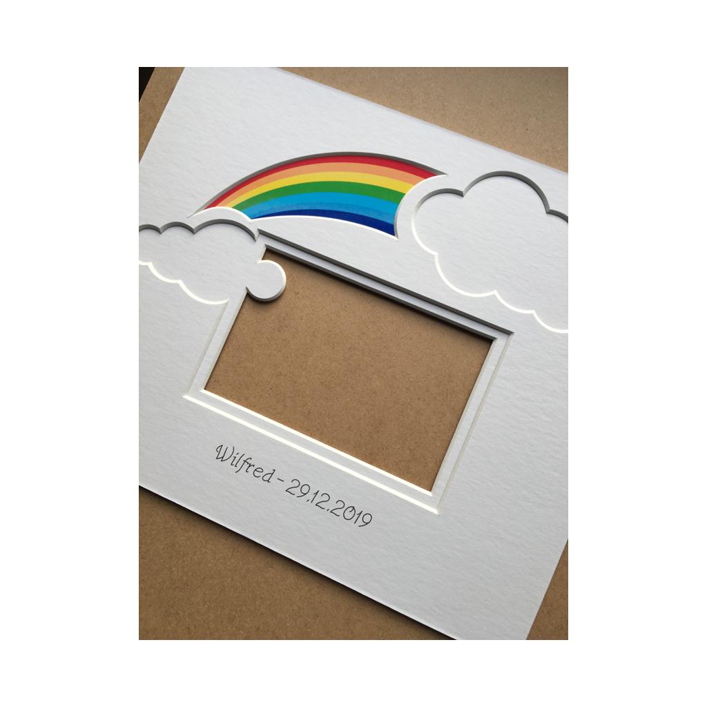 Personalised Rainbow Baby Clouds Photo Mount