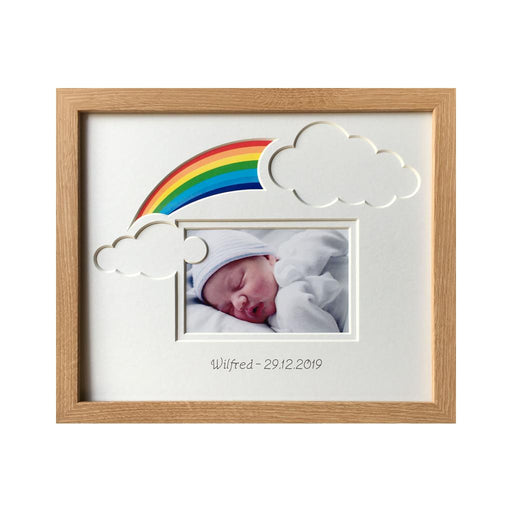 Rainbow Baby Personalised Photo Frame 12 x 10 Beech - Azana Photo Frames