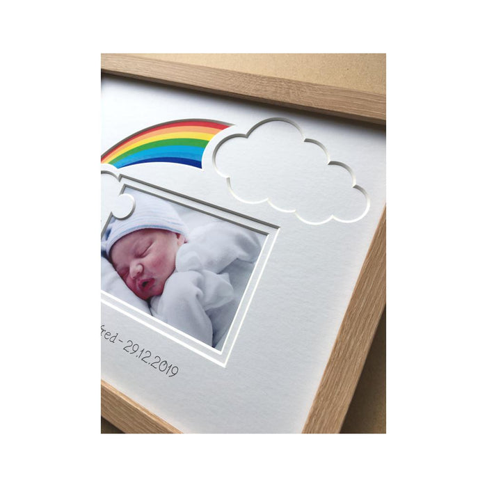 Rainbow Baby Personalised Photo Frame 12 x 10 Beech - Azana Photo Frames