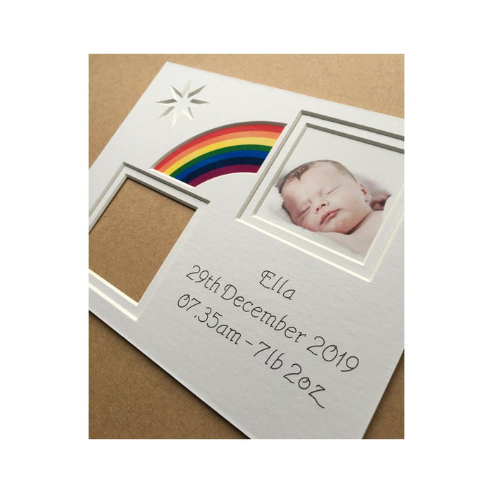 Personalised Rainbow Baby Photo Mount