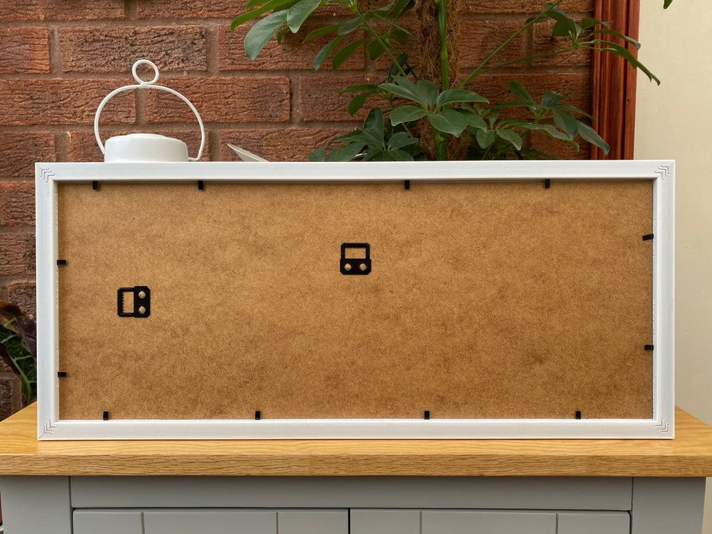 back of size 20 x 8 inches picture frame - landscape on the shelf