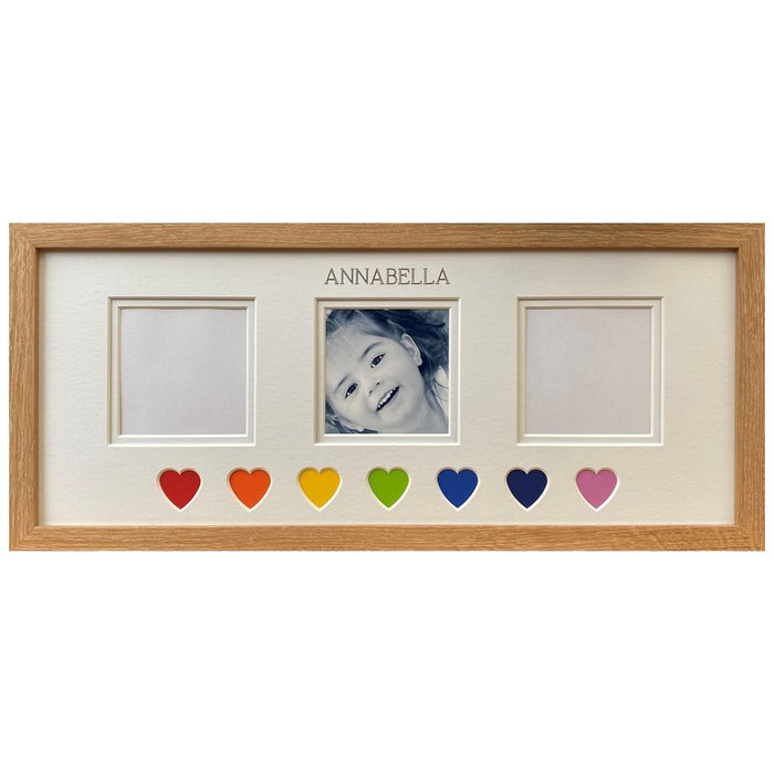 Rainbow Heart Picture Frame, Light Brown
